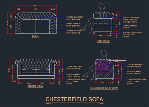 Chesterfield Sofa Cad Files Dwg Files Plans And Details