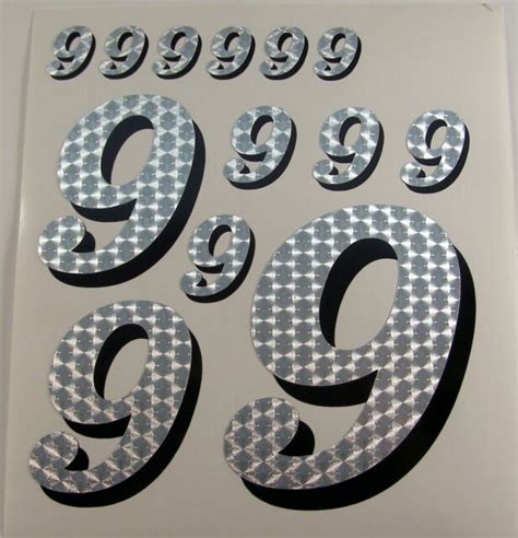 Racing Numbers Number 9 Decal Sticker Pack Silver Black 18 110 Rc