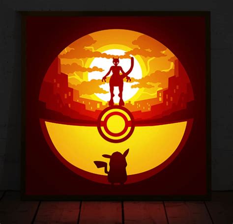 Pokemon Shadow Box Cut Template Light Box SVG 3D Shadow Box - Etsy