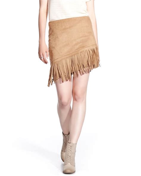 Faux Suede Skirt With Fringe Women Reitmans