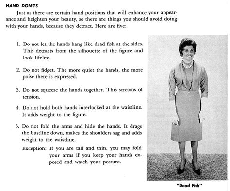 Hand Donts For The Lady Of The Fifties Era Charm School Etiquette