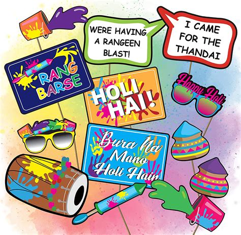 Party Hour Bollywood Holi Theme Photo Booth Props Decorations Paper