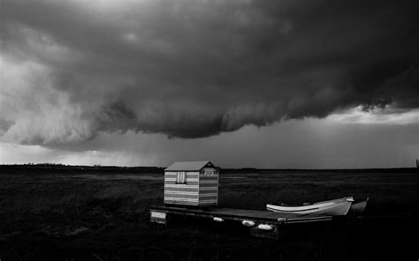 Clouds Bw Boat Shed Storm Boats Rain Black White Landscapes Wallpaper 1920x1200 83234