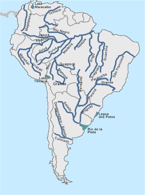 Labeled Map Of Rivers In South America South America Map South