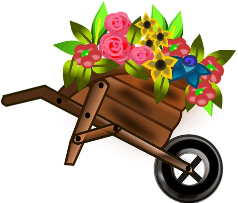 Wheelbarrow Full Of Flowers Clipart Free Download Transparent Png