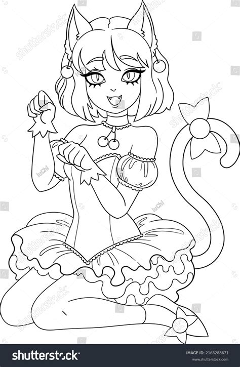 Happy Anime Girl Cat Ears Vector Stock Vector Royalty Free 2165288671