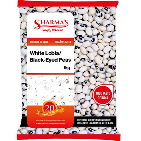 Sharmas White Lobia Black Eyed Peas 1kg Superior Indian Foods