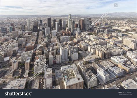 Aerial View Downtown Los Angeles Financial Stock Photo 227610412