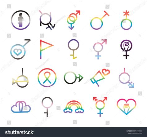 Bundle Twenty Gender Symbols Sexual Orientation Stock Vector Royalty