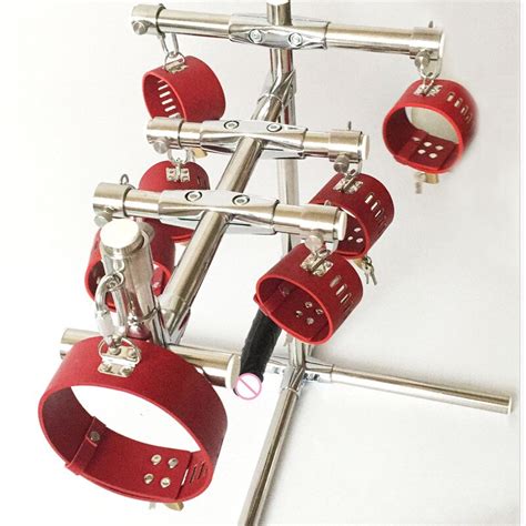 K Adult Game Bondage Kits Fixed Frame Dildos With Pu Handcuffs Collar