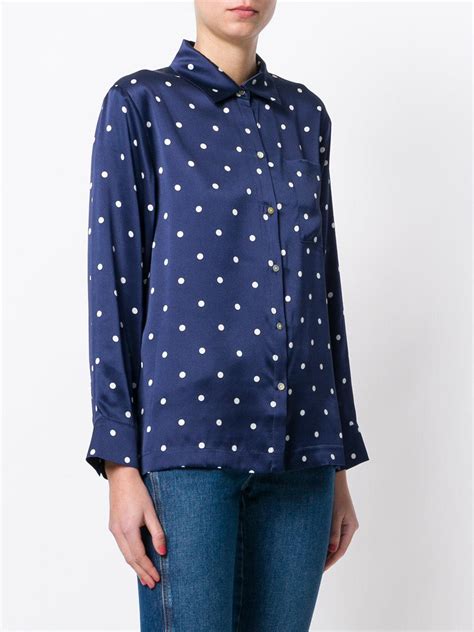 Asceno Silk Polka Dot Shirt In Blue Lyst