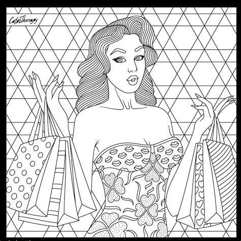 Shop Til You Drop Coloring Page People Coloring Pages Blank Coloring Pages Printable Adult