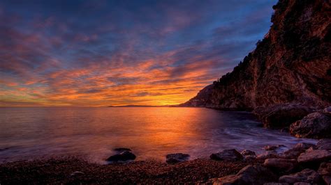 Wallpaper Landscape Sunset Sea Bay Rock Nature Shore