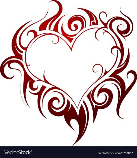Heart Tattoo Vector Image On Vectorstock Heart Tattoo Designs Heart Tattoo Tribal Heart Tattoos