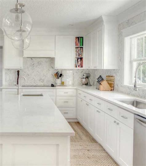 white kitchen cabinets with white quartz countertops kitchen cabinet ideas