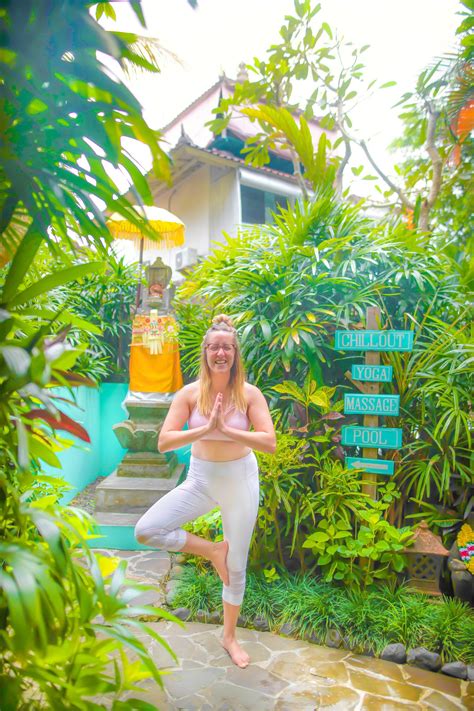 Girl Doing Yoga Pose At Surf And Yoga Retreat Center In Canggu Bali Canggu Bali Seminyak