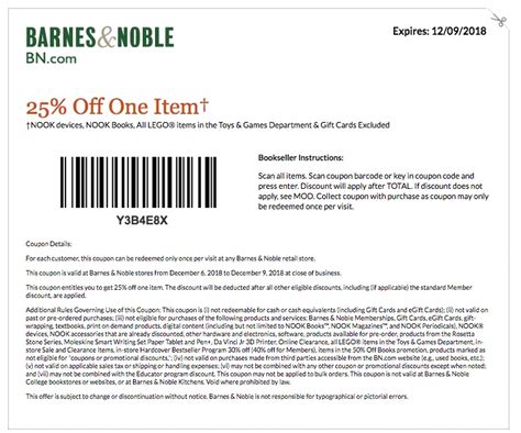 Verified barnesandnoble.com coupons, 50% off deals. Barnes and Noble Coupons In Store (Printable Coupons) - 2019