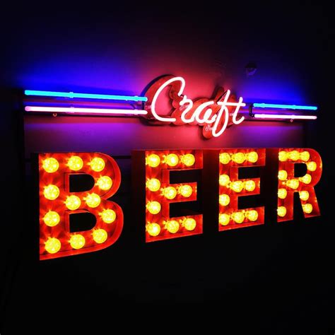 Craft Beer Neon And Bulb Sign Neon Beer Signs Neon Signs Craft Beer