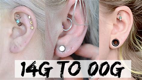 My Ear Stretching Journey 14g To 00g Youtube