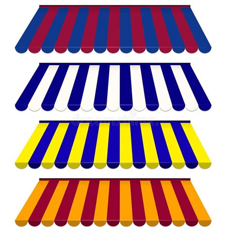 Colorful Set Of Striped Awnings Stock Vector Illustration Of Shop