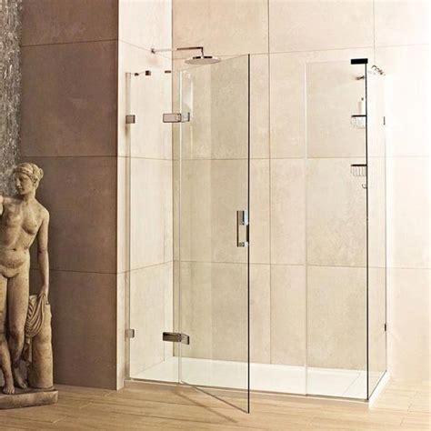 roman liberty inward or outward opening hinged shower door 2 in line panels and 1 side panel