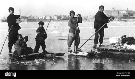 The Sled Is Also A Means Of Transport On An Icy River China Asia