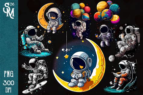Astronaut Planets Watercolor Sublimation Graphic By StevenMunoz56