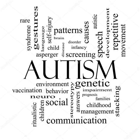 Autism Word Cloud Concept In Black And White — Stock Photo © Mybaitshop