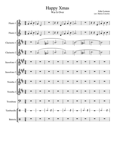 Happy Xmas War Is Over Sheet Music For Flute Clarinet Alto