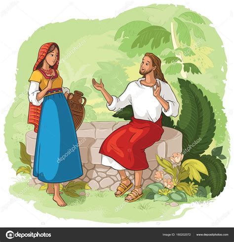 Jesus And The Samaritan Woman At The Well Stock Vector By ©aura 160202072