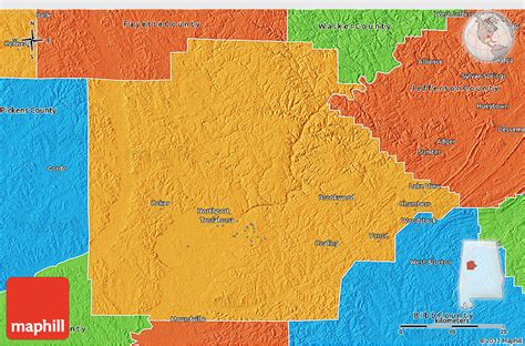Political 3d Map Of Tuscaloosa County