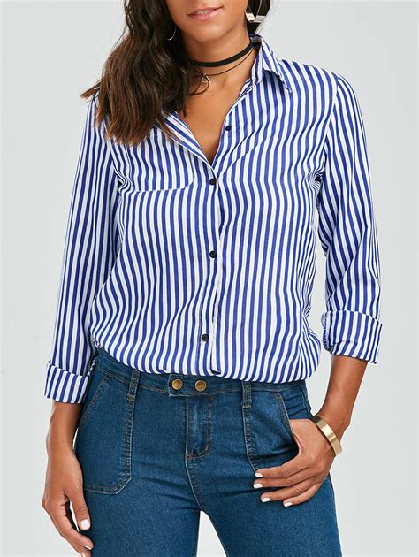 Bluewhite M Stripes Long Sleeve Formal Shirt