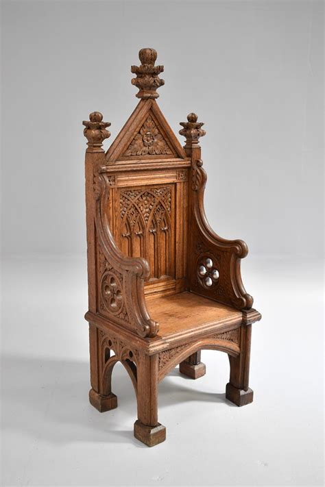 Carved Oak Gothic Throne Chair With Decorative Finials The Classic