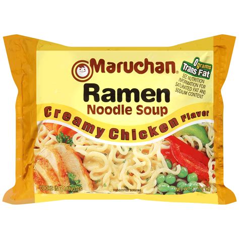 Add cooked chicken, cabbage, carrots, and ramen noodles to a pot of boiling water, let it cook for 3 minutes and— voila !—comfort food ready for you to indulge in. (24 Packs) Maruchan Creamy Chicken Instant Ramen, 3 oz ...