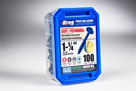 Kreg 8 X 1 14 Pocket Hole Screws Coarse Thread Blue Kote 100 Ct