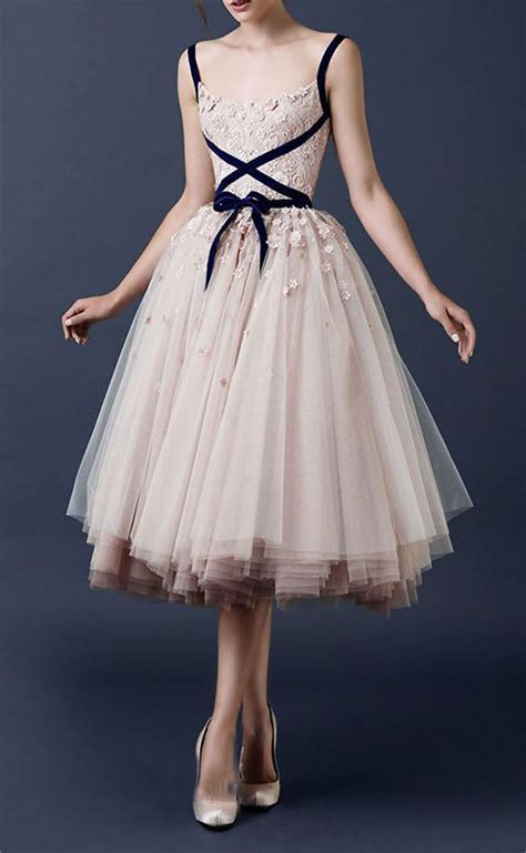 Robe De Soiree Spaghetti Strap Tulle Homecoming Dress With Flowers