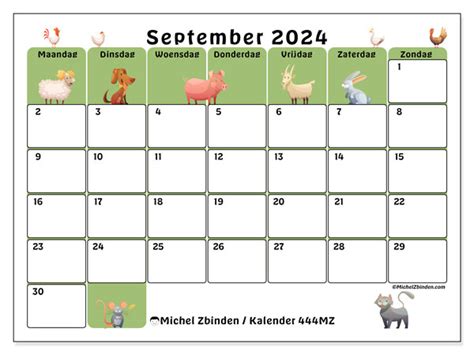 Kalender September 2024 Platteland Mz Michel Zbinden Sr