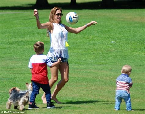Danielle Ohara Shows Off Her Legs As She Enjoys Kickaround With Sons