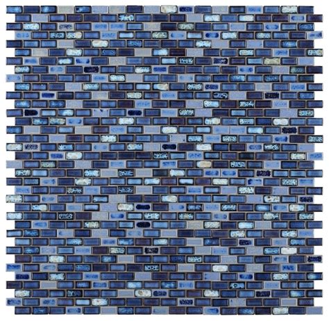 Brick Pattern Royal Blue Porcelain Mosaic Tile Pool Rated Tile