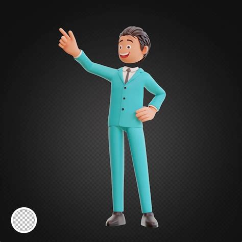 Premium Psd 3d Render Character Businessman Pointing Up