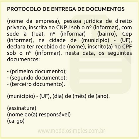 Introduzir Imagem Modelo De Protocolo De Recebimento De Documentos My