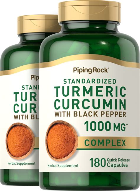 turmeric curcumin 1000 mg with black pepper 2 x 180 capsules pipingrock health products