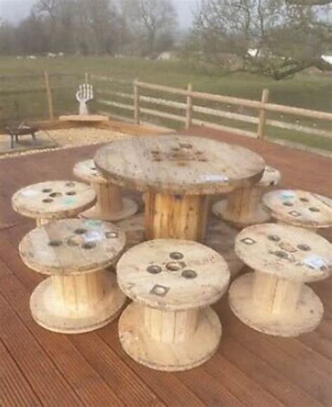 Wooden Cable Drum Reel Ideal For Coffee Patio Table Pot Etsy