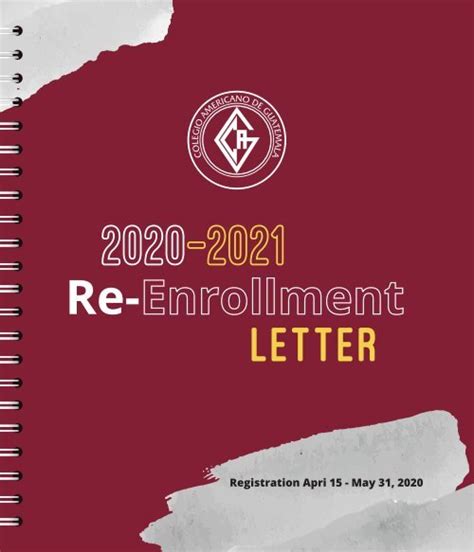 2020 2021 Re Enrollment Letter