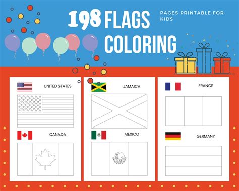 Flags Coloring Pages Printable For Kids Pdf File Us Letter Instant