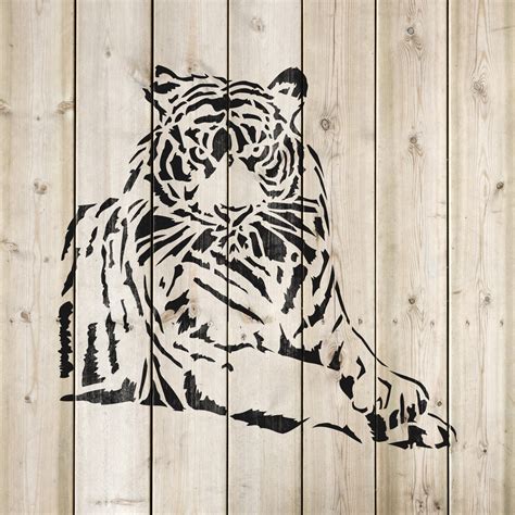 Tiger Stencil Detailed Laser Cut Stencil Of A Fierce Tiger Stencil