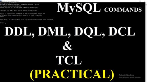 Sql Commands Ddl Dml Dql Tcl And Dcl With Hands On Practice Youtube