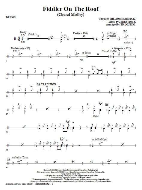 Zombies seems to intensify during a huge wave of zombies. Fiddler On The Roof (Choral Medley) - Drums | Sheet Music ...