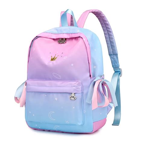 Trendy Teenage Backpack Girl Nylon Zipper Shoulder School Backpacks