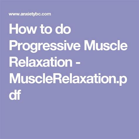 Progressive Muscle Relaxation Exercise Pdf